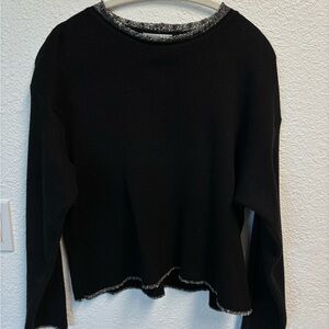 Vintage Joan Vass Black and Gray Knit Sweater Minimalist Size 2